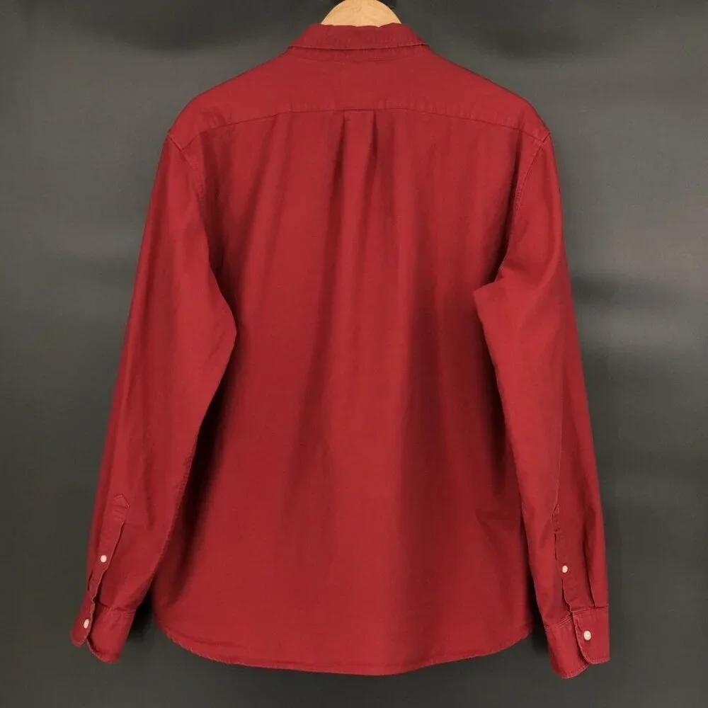 J. Crew Mens Slim Fit American Pima Cotton Button-Up Shirt XL Burgundy Red H4747
